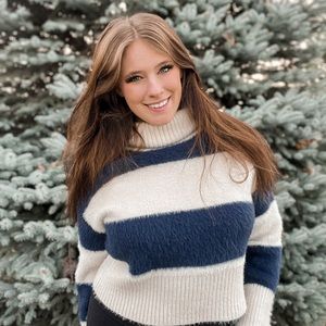 Pink Lily Navy and Cream Striped Sweater